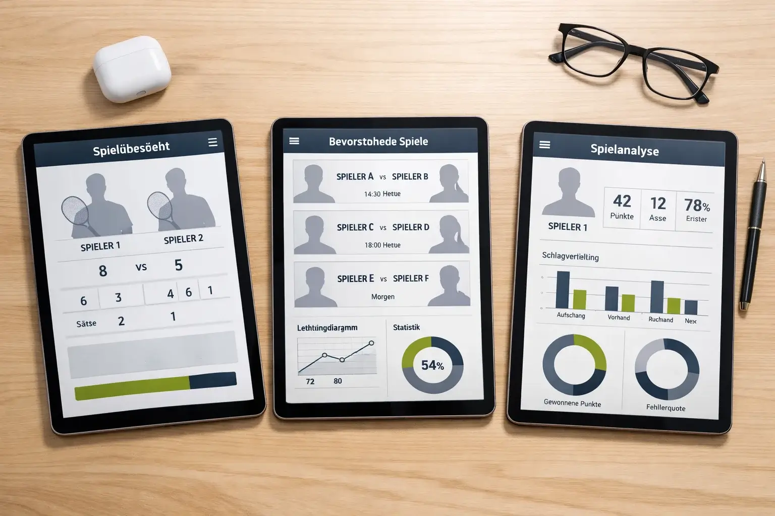 Mehrere Tablets zeigen verschiedene Sportwetten-Apps